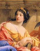 Simon Vouet Detalhe da musa Calliope no quadro The Muses Urania and Calliope oil painting artist